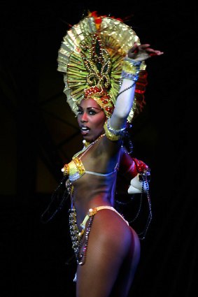 A cabaret dancer performs at a gala celebrating Tropicana nightclub's 70th anniversary in Havana.