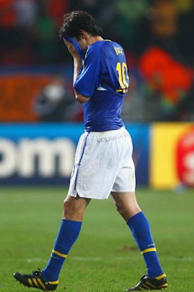 Kaka shows his dejection after Brazil was eliminated.