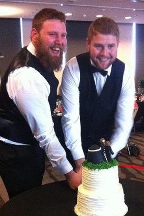 "Not here to insult anyone": Best mates Travis McIntosh and Matt McCormick married in Auckland on Friday morning.