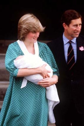 Charles and Diana outside the hospital after William's birth.