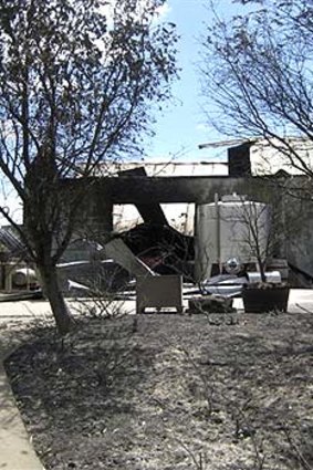 The burnt-out remains of the old winery.