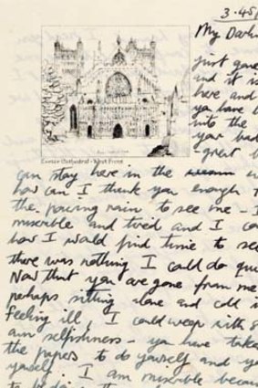 An excerpt of a love letter from Elizabeth Jolley to Leonard Jolley.