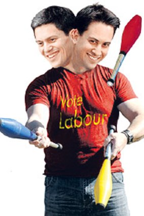 A house divided: David Miliband (left) was widely tipped to succeed to the Labour leadership, but his brother Ed (right) may thwart him. <i>Illustration: Mick Connolly</i>.