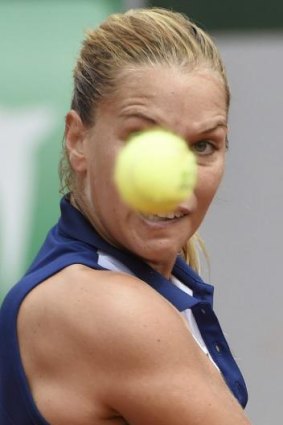 Dominika Cibulkova takes aim.