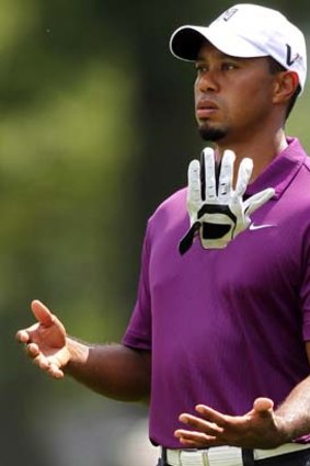 He's all hands ... Tiger Woods during the week at the Bridgestone Invitational.