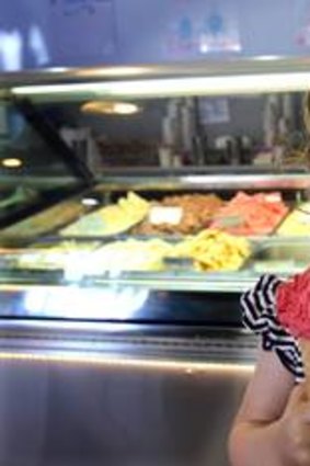 Ella Van Der Meer, 2, of Menai enjoys a treat from Frangipani Gelato Bar in Sydney.