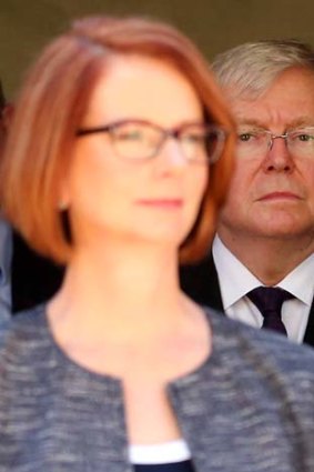 Watch your back: Julia Gillard and Kevin Rudd.