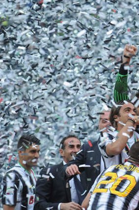 Winner: Alessandro Del Piero celebrates with teammates after Juventus claimed the Serie A title last year.