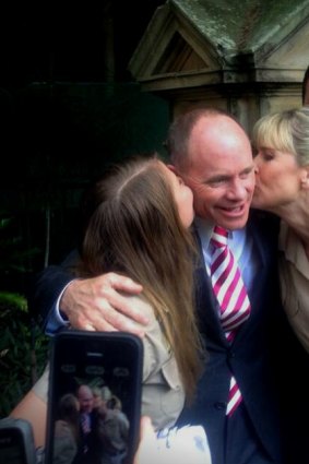 Terri and Bindi Irwin thank the premier, after he announced that Steve Irwin Wildlife Reserve would be protected.