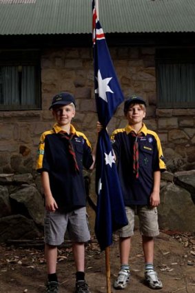 Alex and William Mills at Cherrybrook Scout Hall in Sydney, where their dad, Bruce Mills is a scout leader.