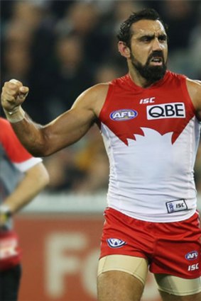 Ready to roll... Adam Goodes will be keen to atone for a crucial miss after the siren against the Dons in 2011.