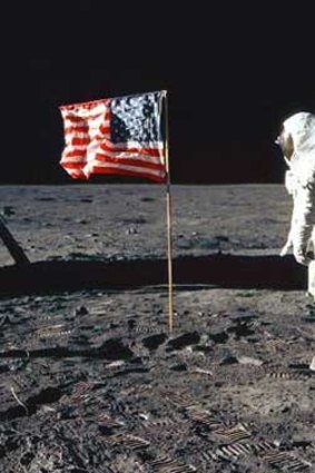 Neil Armstrong on the moon.