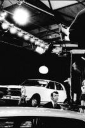 The making of a Ford car ad at the StKilda film studio in 1969.