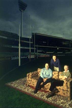 The onset of the couch: "Talking footy" 1997. Leigh Matthews, Bruce McAvaney and Mike Sheahan.