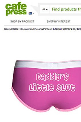 A pair of girls underwear for sale on the website Cafe Press.