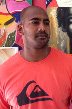 Myuran Sukumaran in the art room at Kerobokan prison PHOTO Michael Bachelard for SUNDAY AGE