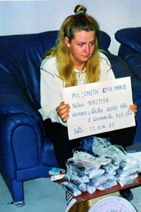 Lisa Marie Smith at  Bangkok airport after her arrest  on February 13, 1996.