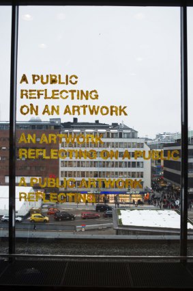 This mirrored glass was shown as part of the artist-run fair in Sweden.