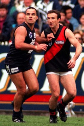 Greg Williams (left) had to deal with the niggly tagging of Sean Denham.