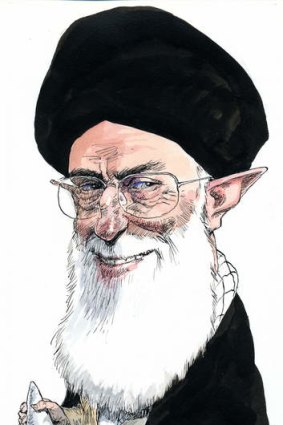 Ayatollah Khamenei: Controls the nuclear dossier.  Illustration: John Spooner.