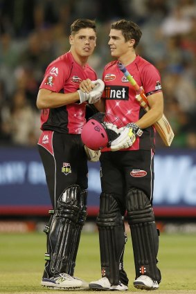 Batting all-rounder: Sean Abbott (right) starred with the bat to lead the Sixers to victory, and a semi-final.