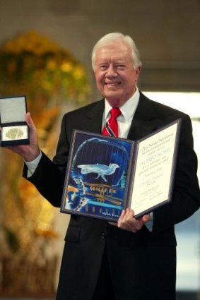 Former U.S President Jimmy Carter received the 2002 Nobel Peace Prize. 