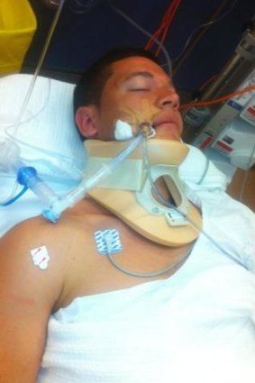 Adam Docker when he was in a coma in hospital in early 2012.