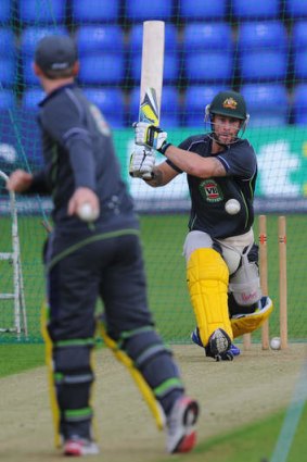 Lean tour: Matthew Wade in the nets in Cardiff.