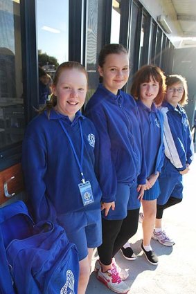 Year 6 students Ella Hovell, Semira Kovacevic, Catherine Weinman and Hannah Scanlon get ready for third term.