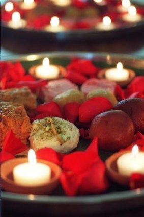 Bright colours: Indian sweets made for Diwali, the Indian festival of lights.