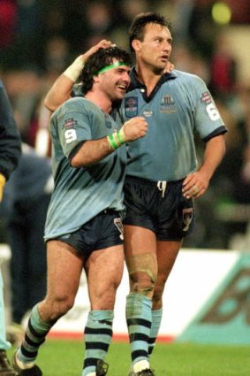 Laurie Daley with Benny Elias in 1994.