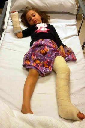 Malia, 3, was eventually treated for a broken leg.