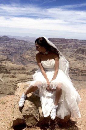Sneaky look: Fashion Designer Tali Jatali shows off her wedding footwear.