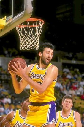 Still an imposing figure: Vlade Divac as an LA Lakers centre in the 1989-1990 season.