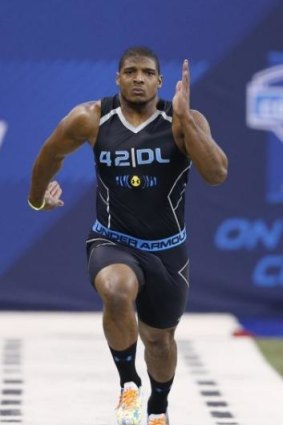 Michael Sam at the NFL Draft Combine.