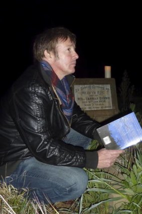 Ghost author JG Montgomery at historic Weetangera Methodist Cemetery.