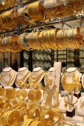 Glittering wares on display at Dubai's gold souk.