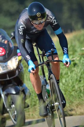 Bradley Wiggins during the fifth stage of the Eneco Tour cycling race, an individual time trial of 13.5km from and to Sittard-Geleen in The Netherlands, last week.