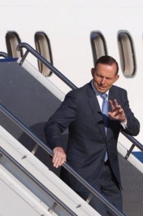 Return: Tony Abbott back in Canberra on Sunday.