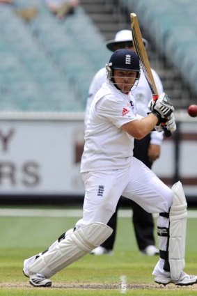 England's Ian Bell in action at the MCG today. Bell was unbeaten on 60