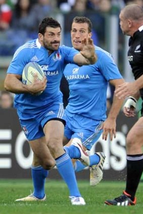 New licence &#8230; Andrea Masi, left, in the All Blacks Test.