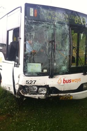 James Farley, a passenger on the 895 bus that collided with a car, took this picture shortly after the incident.