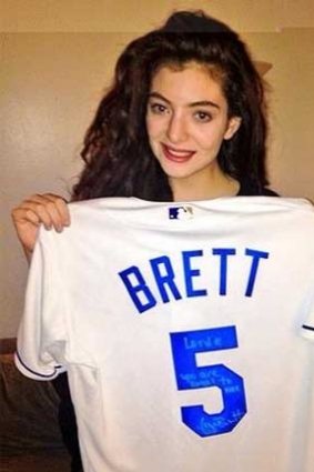 Royal: Lorde with her George Brett jersey. 
