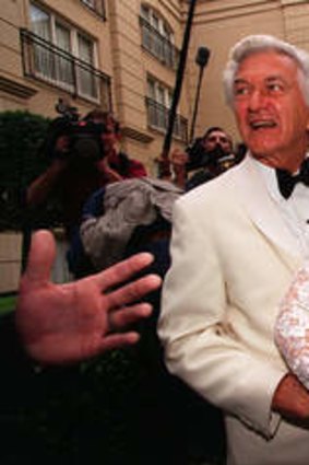 Nice day for a white wedding … Bob Hawke and Blanche d’Alpuget on their 1995 wedding day in Sydney.