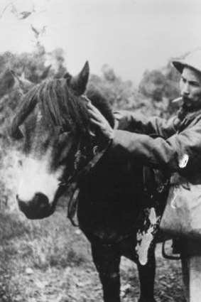 Vietnamese communist leader Ho Chi Minh (Nguyen Tat Thanh, 1890-1969) prepares to mount a pony during an offensive against the French in 1944.