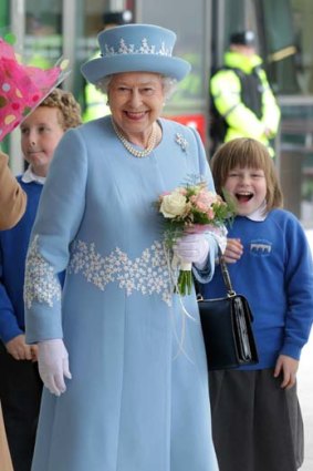 Historic visit ... the Queen at a Belfast hospital on Tuesday.
