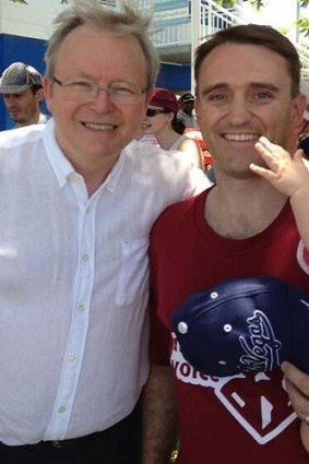 Dumped ALP Forde candidate Des Hardman, with Kevin Rudd.