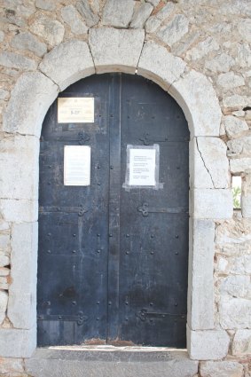 Steep price: After climbing a reputed 999 steps, the writer found a note on the door of  Palamidi Fortress stating that it was closed due to a strike.
