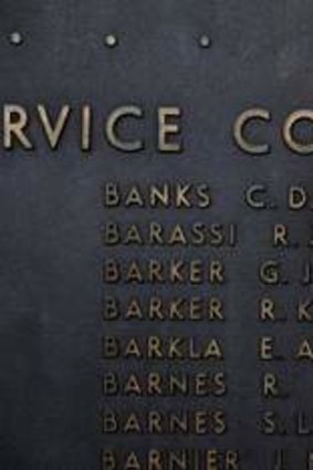 Ron Barassi's senior's name on the Roll of Honour.