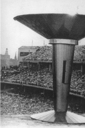 Ron Clarke lighting the Olympic flame, Melbourne 1956. 